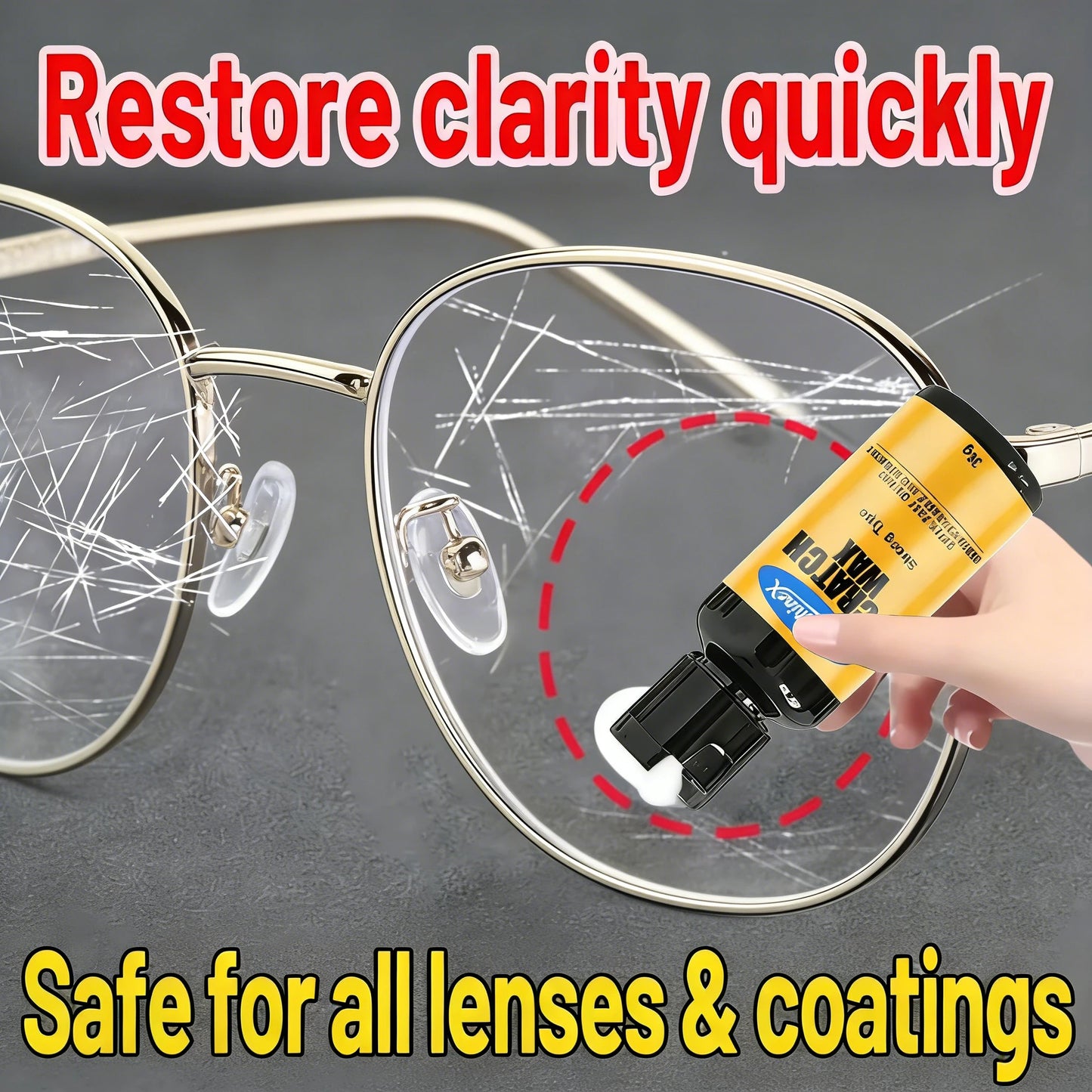 Glasses Restoration Resin: Repair cream for repairing glasses scratches, yellowing and wear, lens repair, automotive glass