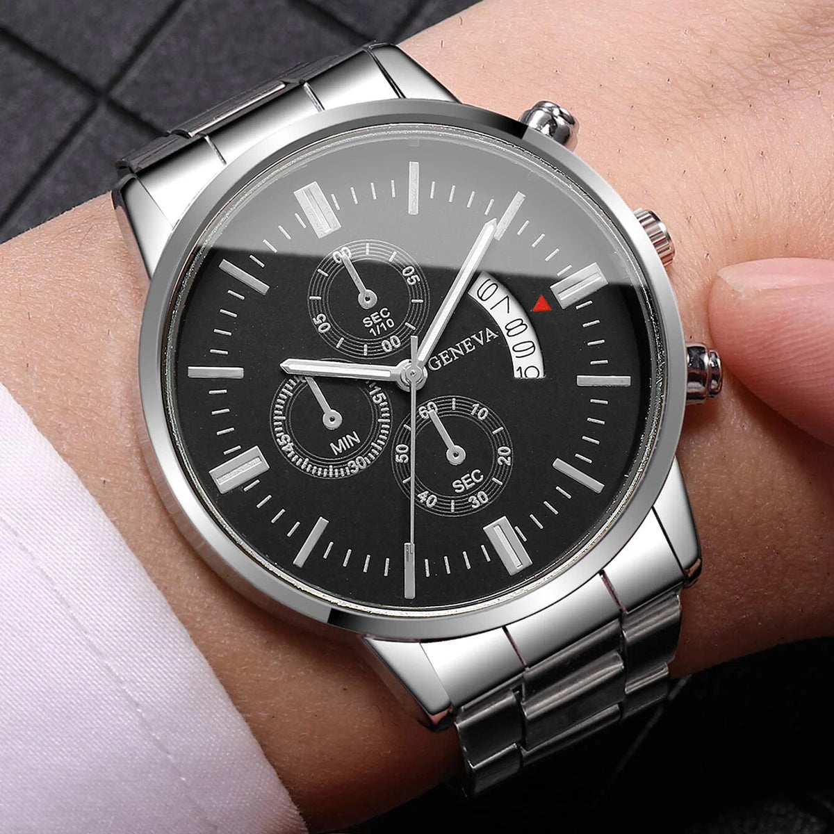 Men's Business Quartz Watch with Calendar – Classic Luxury Dress Watch, Stainless Strap