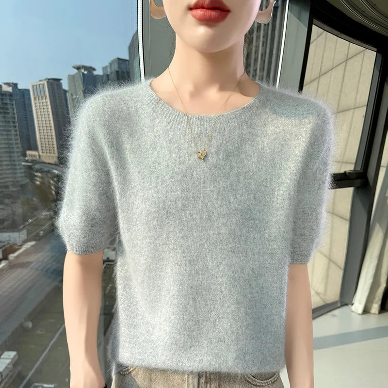Women's Short Sleeve Knit Sweater Top