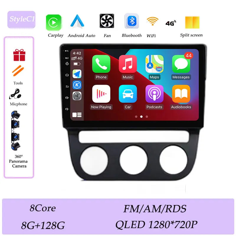 Android Car Stereo for VW Golf Mk5, Jetta GLI, Rabbit 1K (2006–2010) — CarPlay, GPS, DSP, Split Screen
