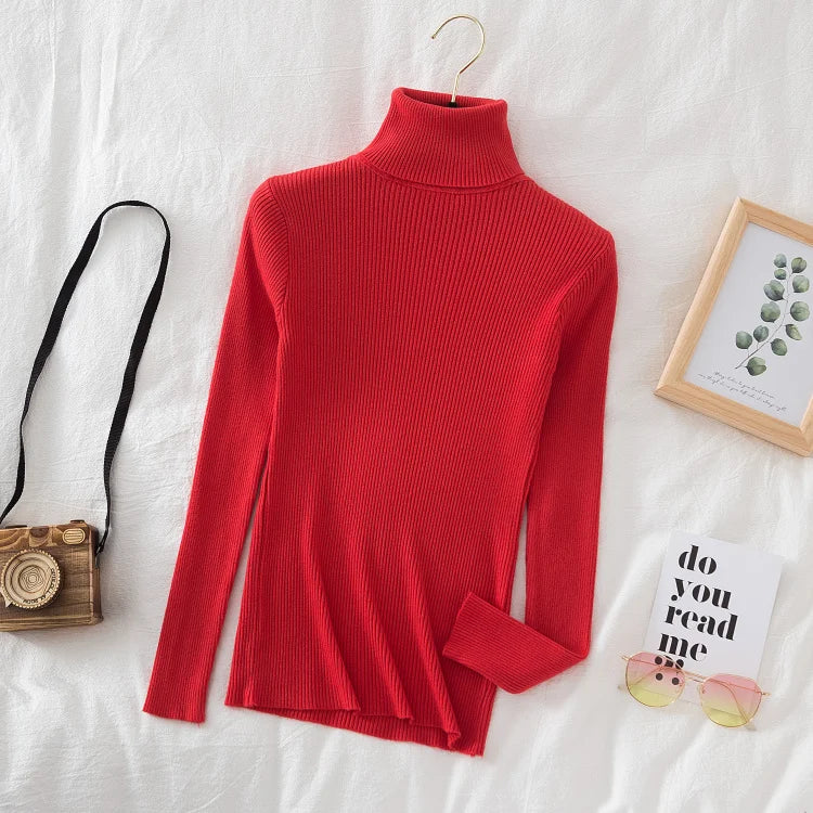 Women's Soft Turtleneck Sweater — Cotton Blend Knit