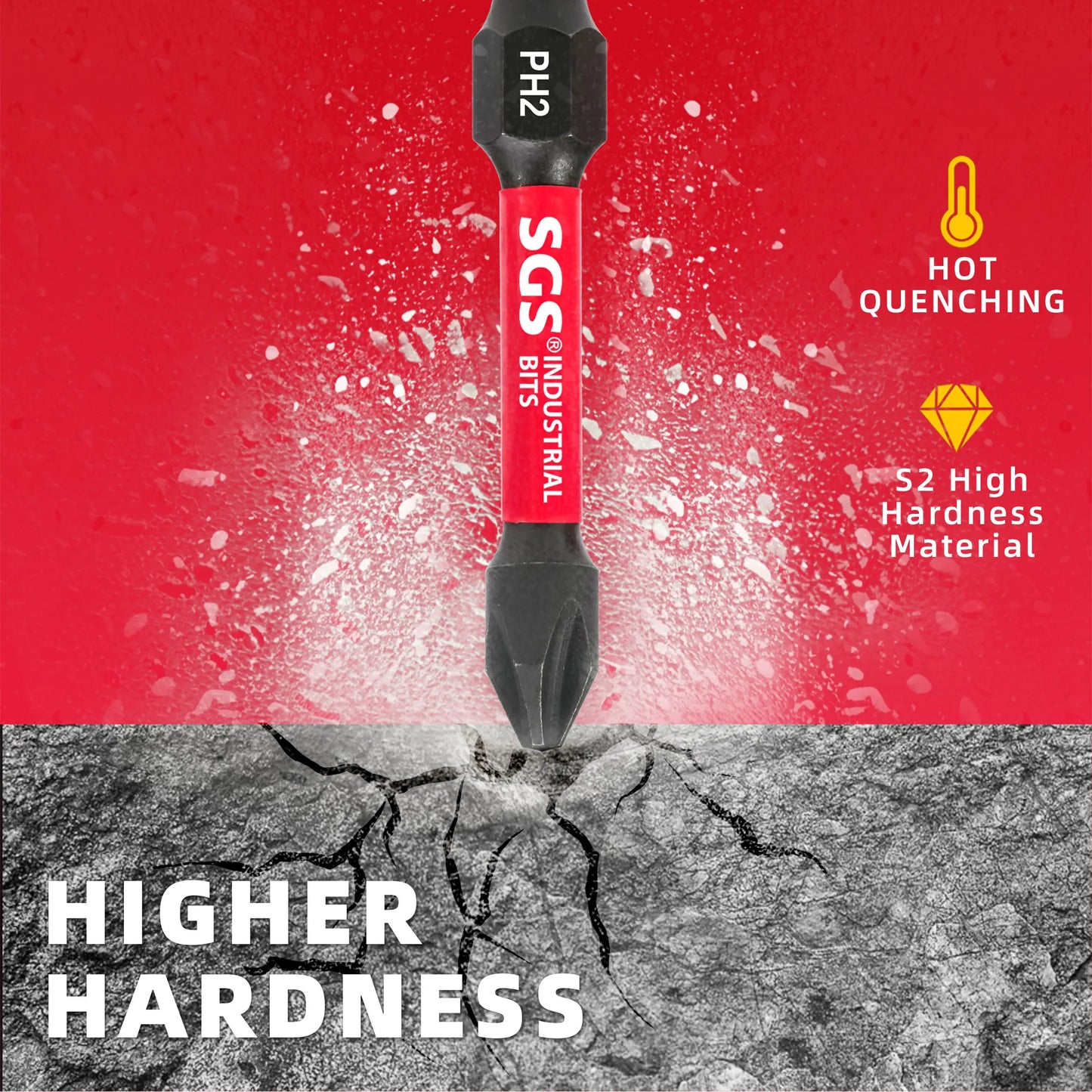 Industrial-Grade Super Strong Magnetic Ph2 Phillips Screwdriver Bits 50mm Set – S2 Alloy Tool Steel Wear-Resistant Electric Drill Bits, Suitable for Impact Drills/Electric Screwdrivers, 5/10/20 Pieces in Lightweight Pouch