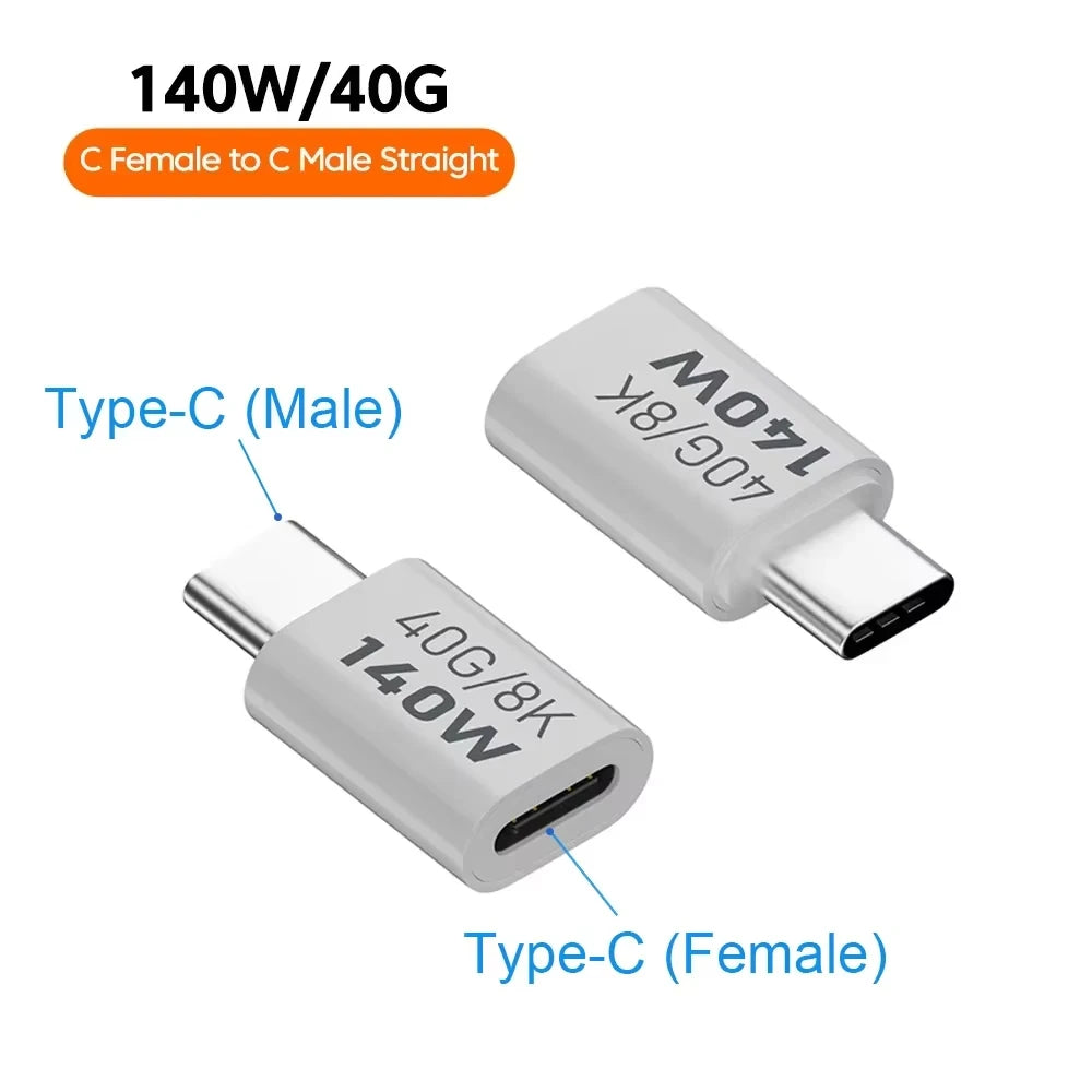 NNBILI 140W 40Gbps OTG Type C Adapter 90 degree USB C to Type C Fast Charging USB3.1 Data Transfer Adapter For iPhone 15 Macbook