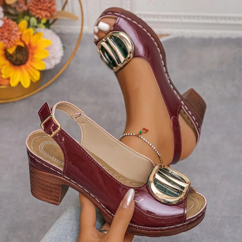 Gladiator High-Heel Sandals for Women — Metallic Open-Toe Roman Dress Heels