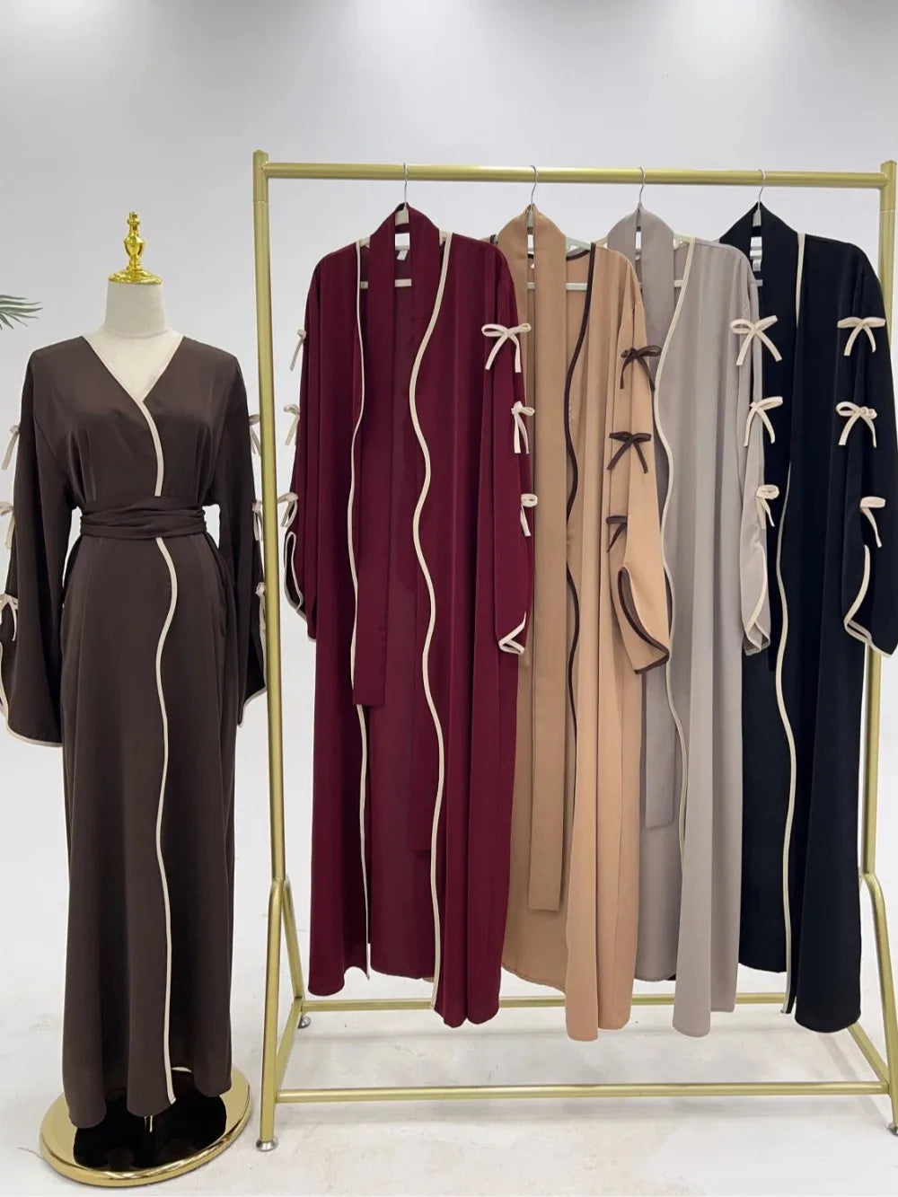 Eid Bow Abaya Women Cardigan Dress Muslim Party Caftan Robe Jalabiya Morocco Dubai Kaftan Islam Vestidos Largos Ramadan 2026