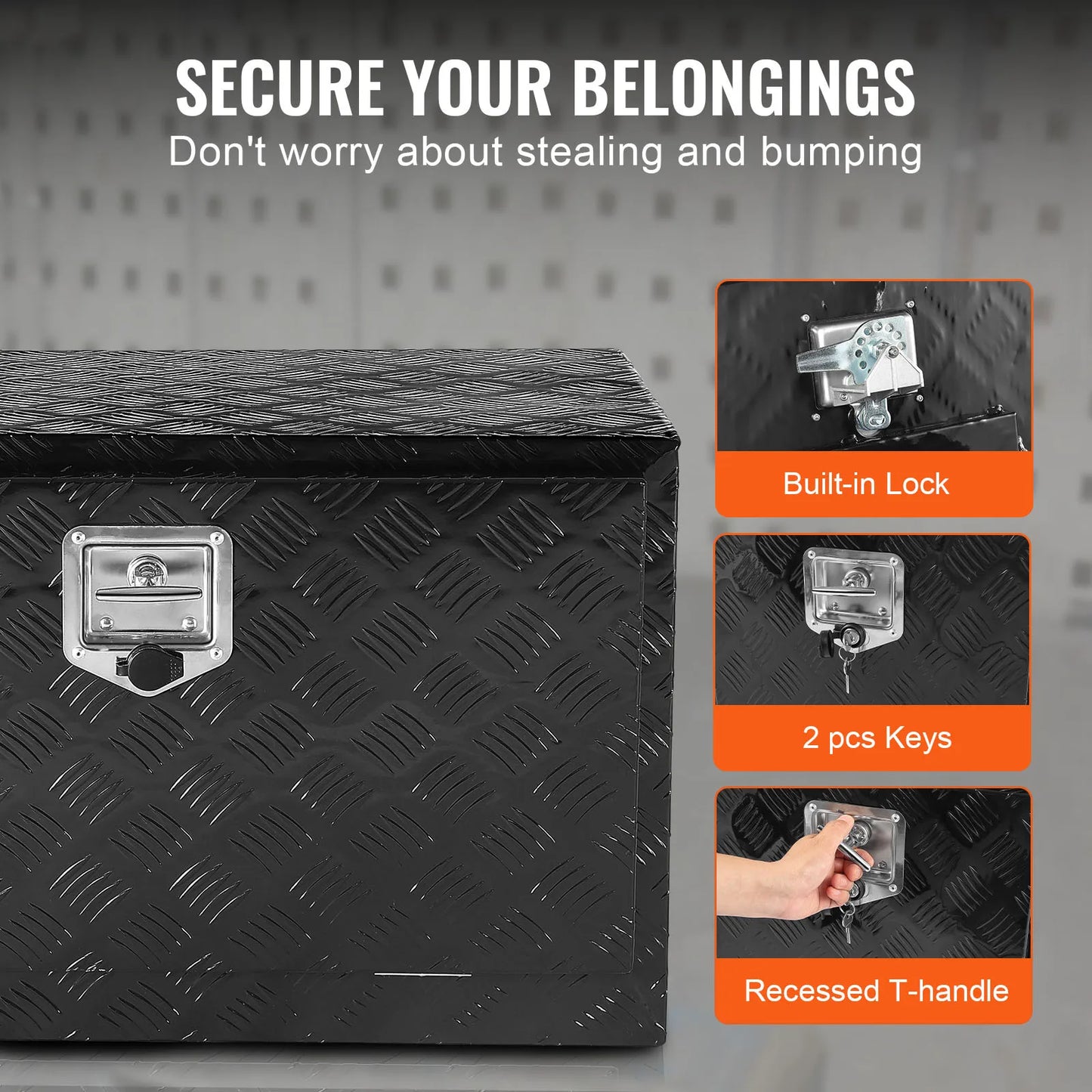 SucceBuy Underbody Truck Box Pickup Storage Box Heavy Duty Diamond Plate Tool Box with Lock&Keys Waterproof Trailer Storage Box