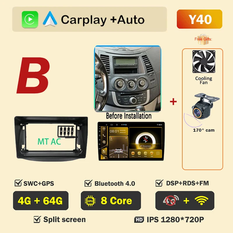 Android 16 Car Radio Player For Mitsubishi Grandis 1 2003 - 2011 Auto GPS Navigation Carplay Bluetooth DSP Wifi 5G NO 2din DVD