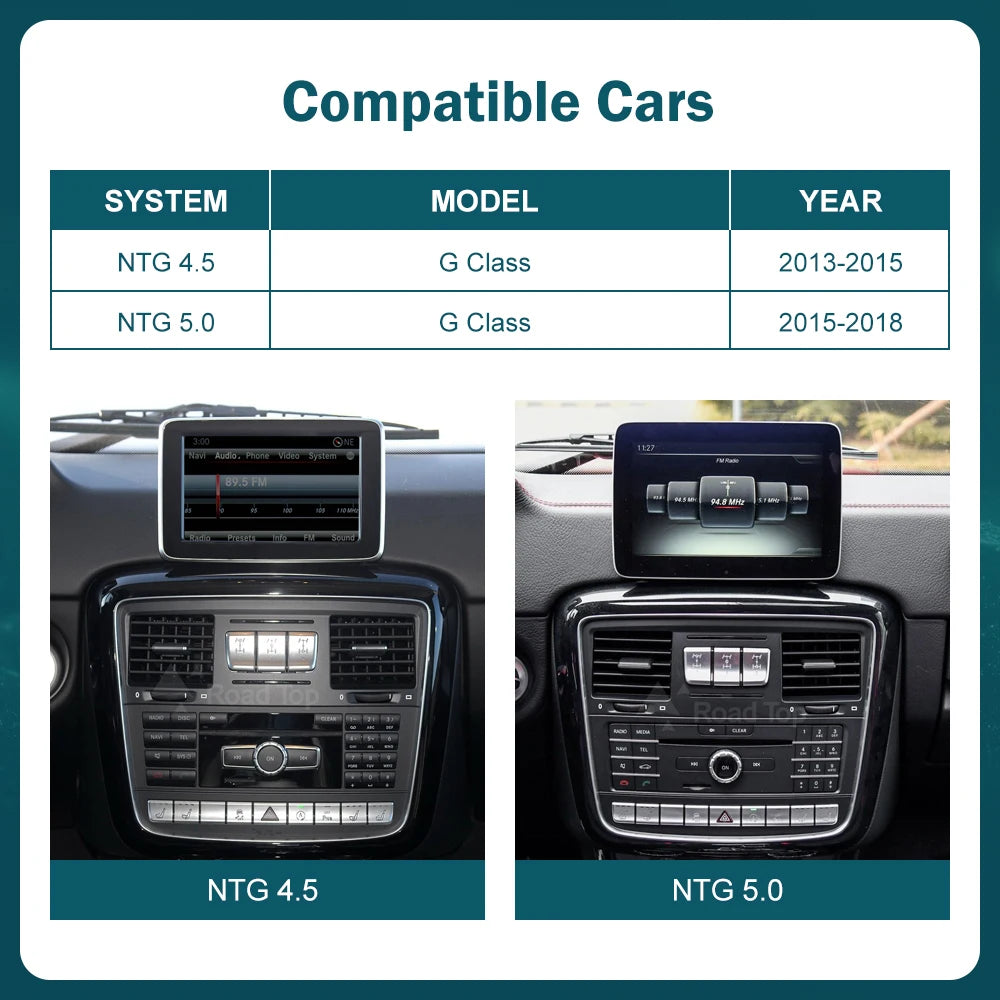 Wireless CarPlay & Android Auto Display Screen, Compatible with Mercedes-Benz G-Class W463 (2013-2018)