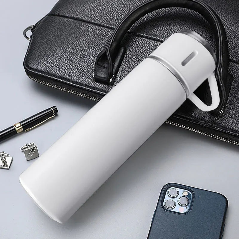 Free LOGO 3 In 1 set of  Thermos Mug Leak_Proof Travel Thermo Cup for Tea Water Coffee Thermo Cafe 500ML Double Stainless Steel