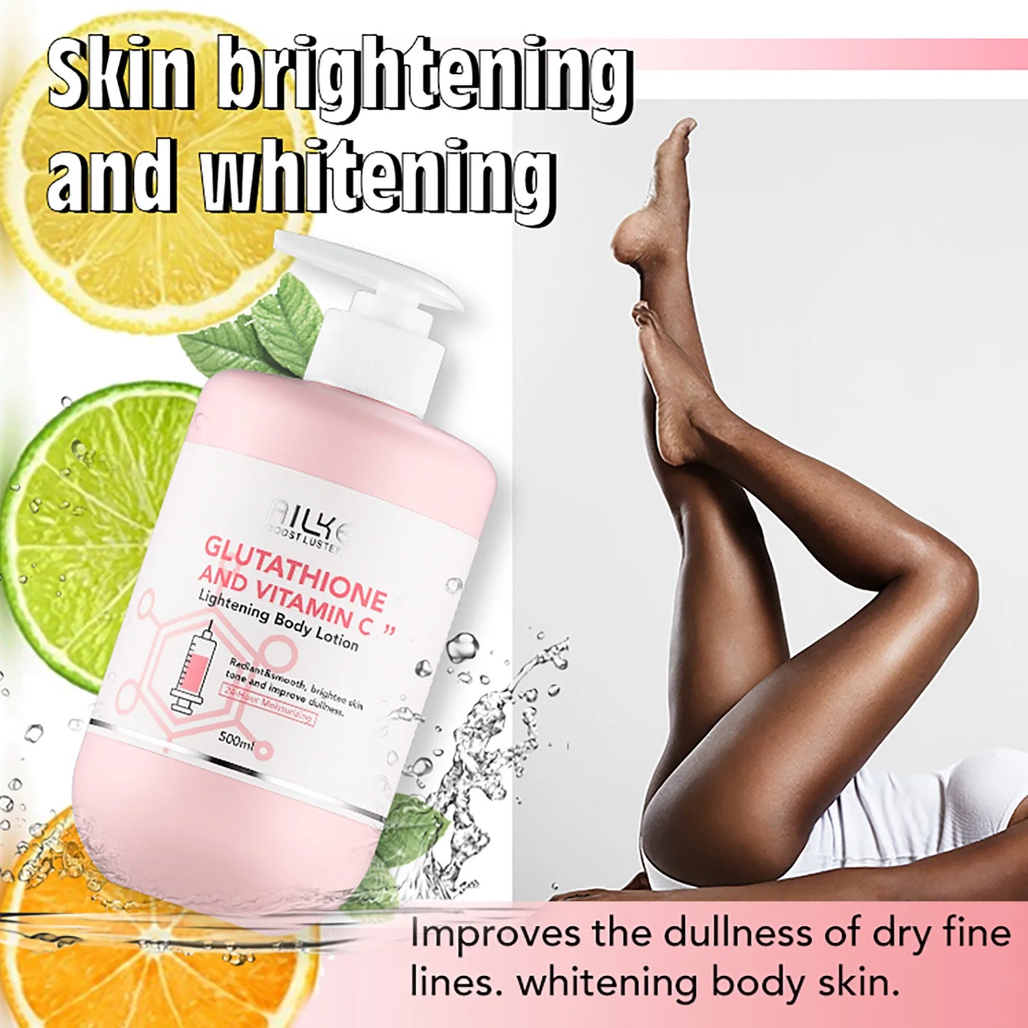 AILKE Glutathione & Vitamin C Brightening Skincare Kit – Whitening Body Lotion, Cream, Serum, Soap & Spa Oil Set