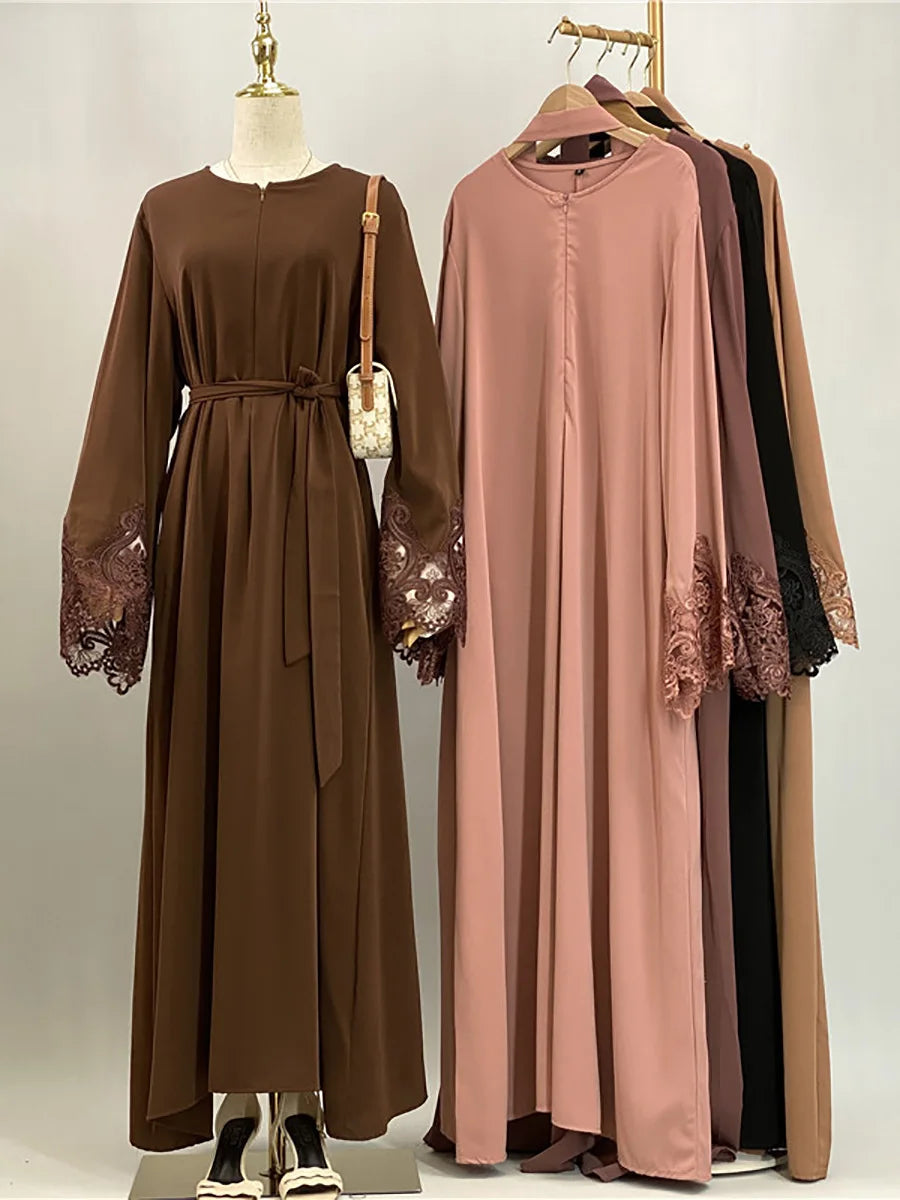 Ramadan Lace Abaya Dubai Luxury Muslim Women Maxi Dress Kebaya Caftan Marocain Femme Modest Robe Islam Clothing Kaftan Vestido