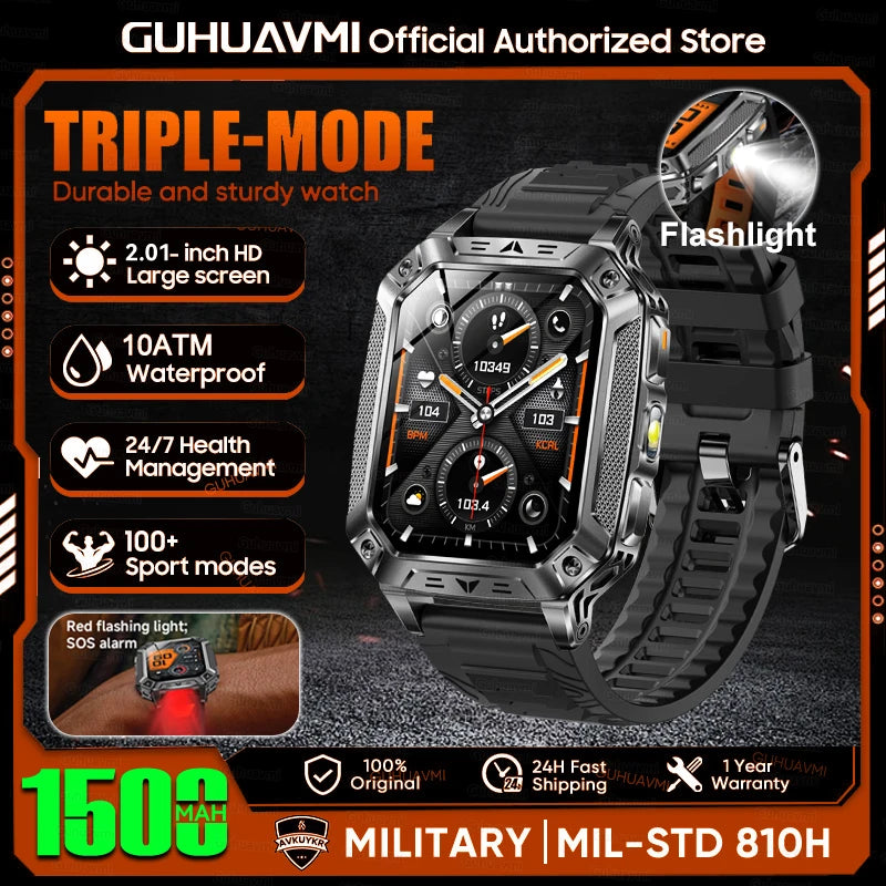 Rugged Smart Watch — 1500mAh, 10ATM Waterproof, BT Calling