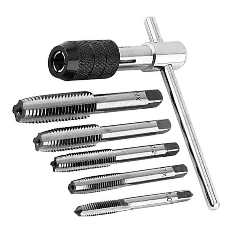 6 in 1 Ratchet T Tap Adjustable Holder Wrench With M3-M8 Screw Machine Hand Tool Thread Metric Plug T-shaped Tapping Tools