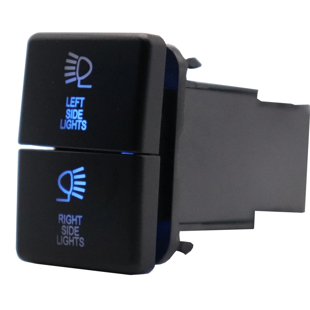 12V Dual Push Button Switch ON-Off Blue/Green Backlit 32.5mm X 22mm for Toyota 4Runner Hilux Prado RAV4, with Connector Wire