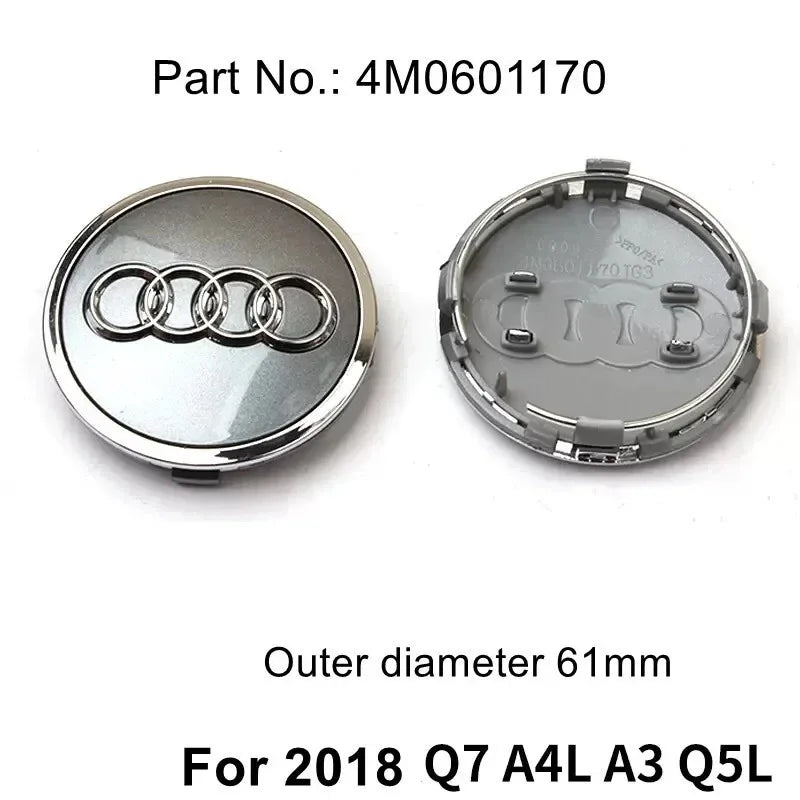 Audi 4pcs Wheel Center Caps - 60mm, 61mm, 68mm, 69mm