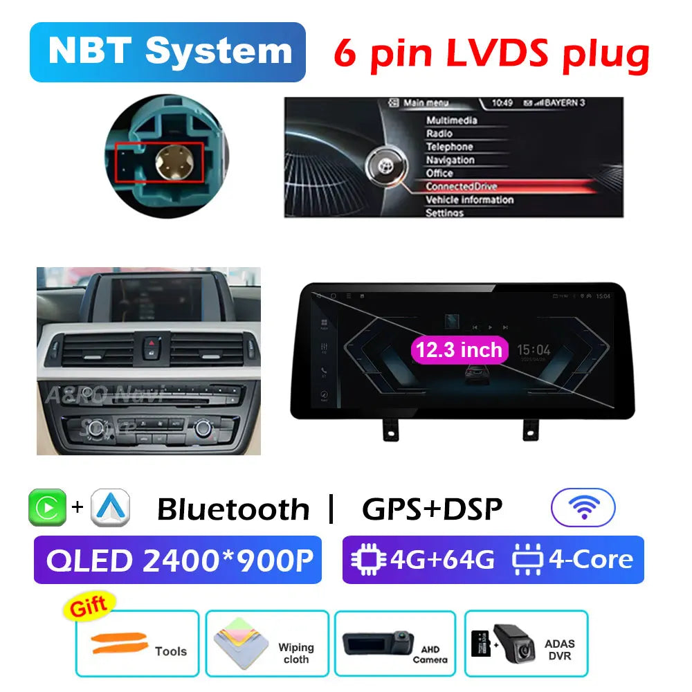 Wireless CarPlay & Android Auto Retrofit Module, Compatible with BMW 3 4 Series F30 F32 (NBT EVO)