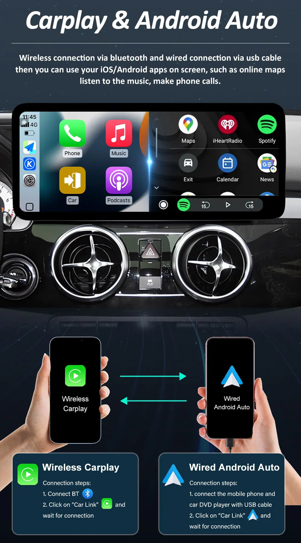 Android 16 Intelligent System for BENZ C CALSS W205 GLC 2026 - 2026 Car Video Multimedia Player GPS Navigation QLED HD Screen BT