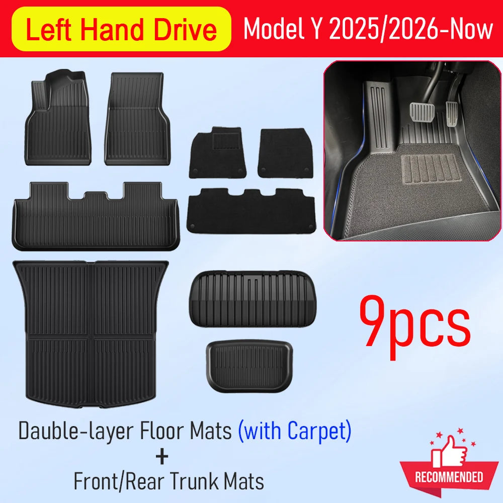 for Tesla Model Y Juniper 2026 2026 Car Floor Mats Cargo Liner Trunk Mats Backrest Kick Pads Protection Car Interior Accessories