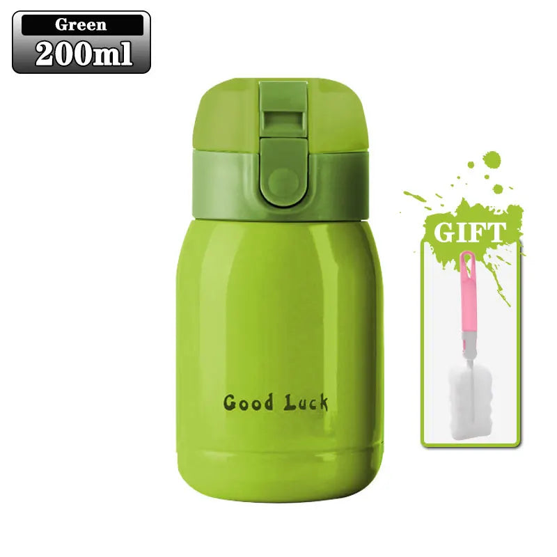 Wholesale 200ML Flip Top Thermal Mug Stainless Steel One Touch Kids Thermos Bottle Flask With Button Lid