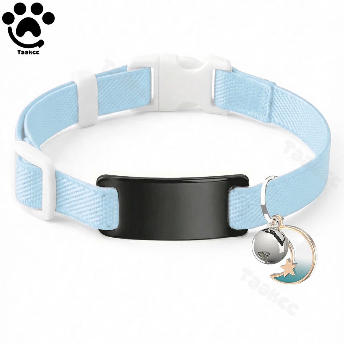 Customized Fashion Elastic Cat Collar Free Engraved Puppy Kitten Anti-lost Pet ID Nameplate Necklace With Bell & Moon Ornament
