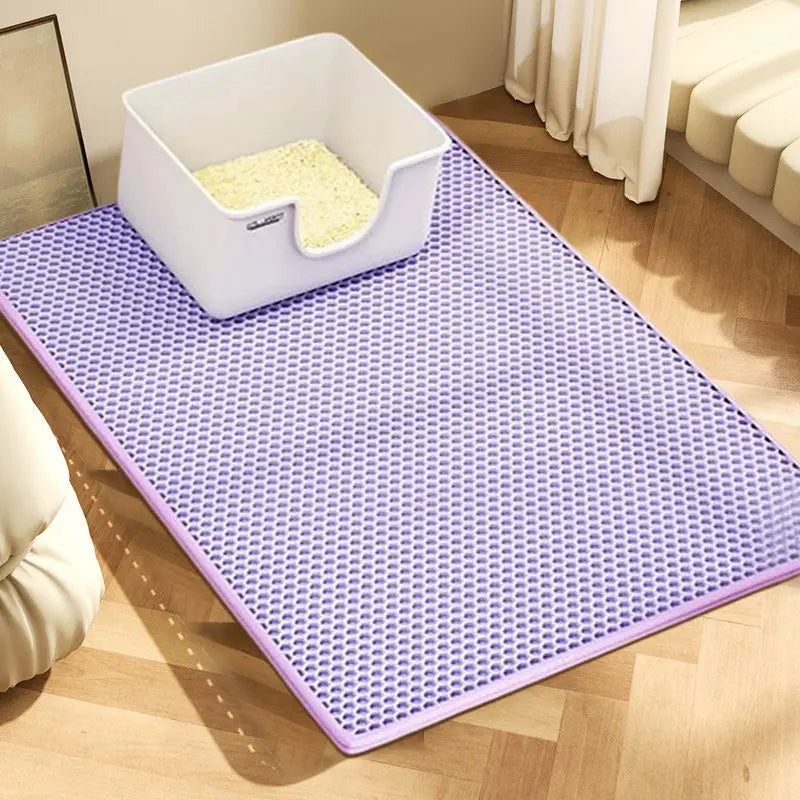 Honeycomb Cat Litter Mat - 2-Layer EVA Sand Trapping Pad