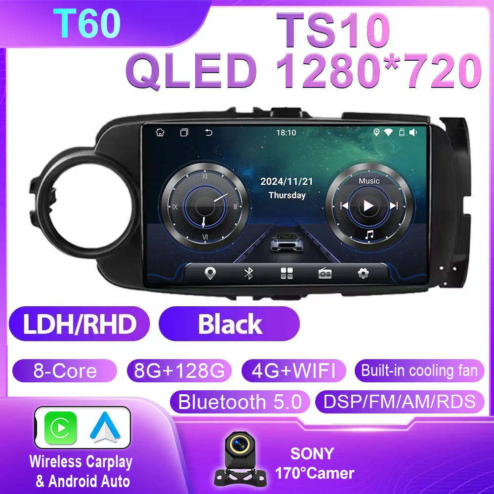 Car Stereo with Apple CarPlay & Android Auto, Compatible with Toyota Yaris (2012-2017)