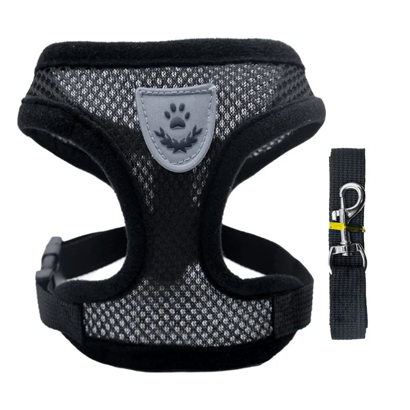 Breathable Mesh Cat Small Dog Harness And Leash Kitten Cats Harnesses Little Dog Puppy Harness For French Bulldog Chihuahua Pug