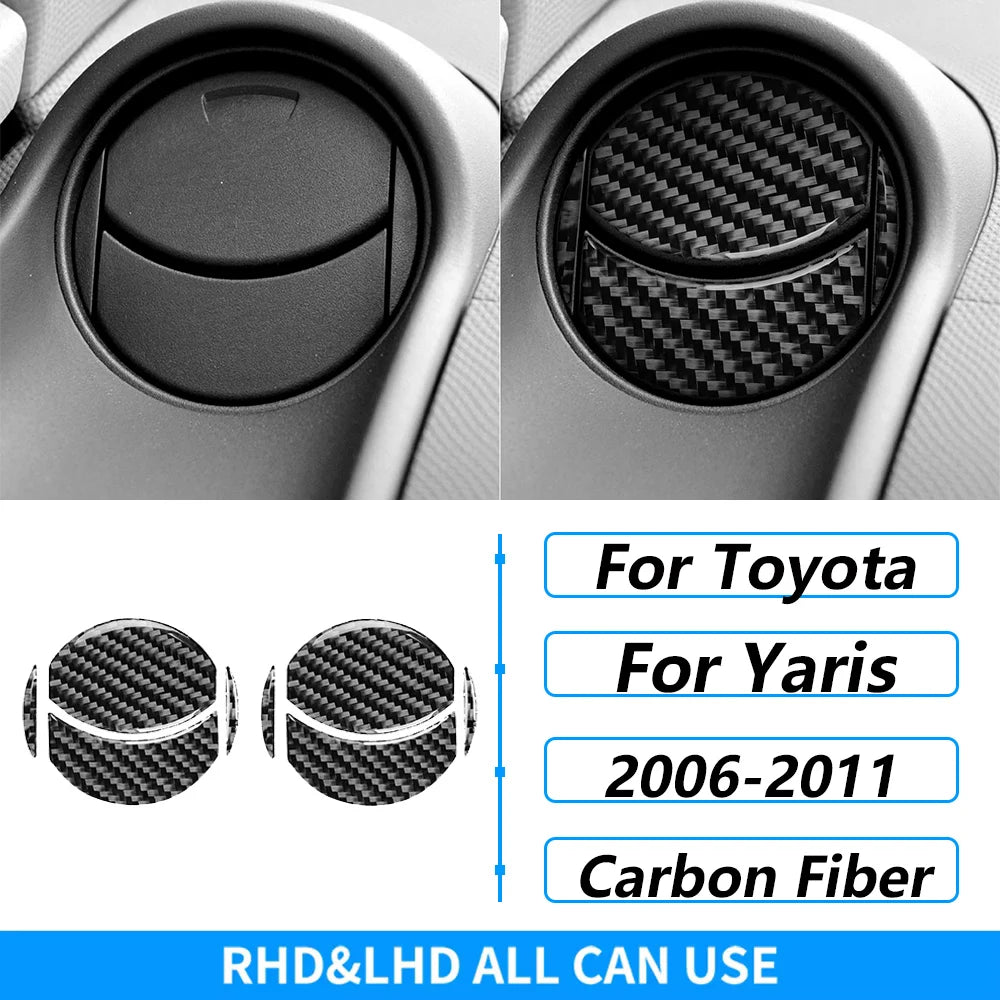For Toyota Yaris 2006-2011 Carbon Fiber Central Control AC CD Air Outlet Gear Shift Panel Cover Trim Set Car Accessories Sticker