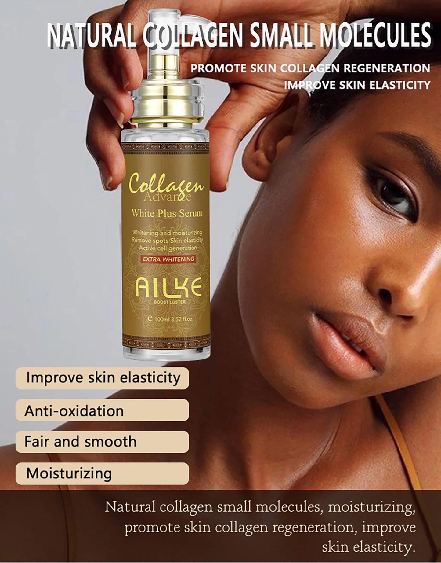 Collagen whitening essence, used for facial and body moisturizing, brightening skin, radiant skin, even black spots, age spots,
