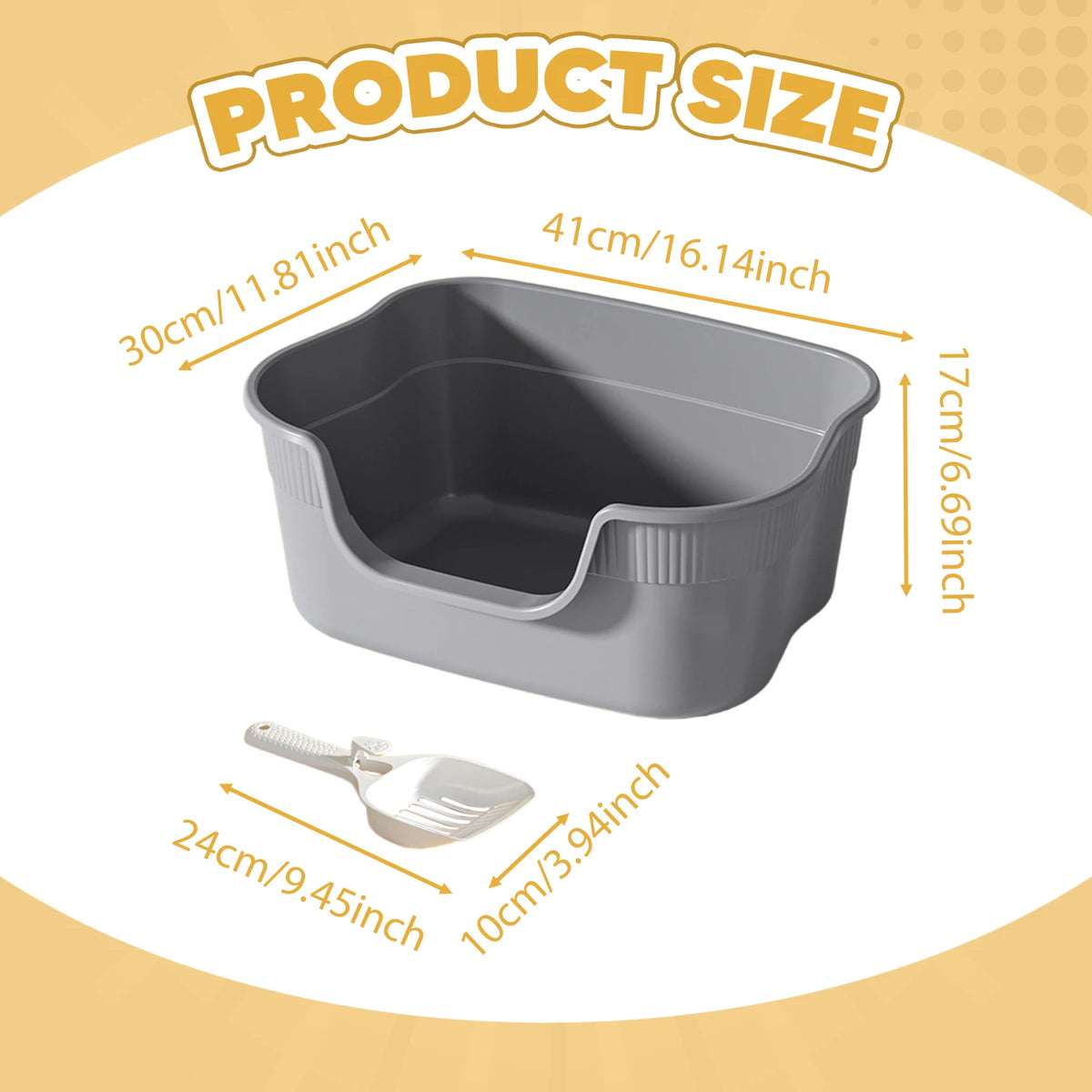 Semi-Enclosed Cat Litter Box with Scoop - Anti-Splash Tray – photo 7
