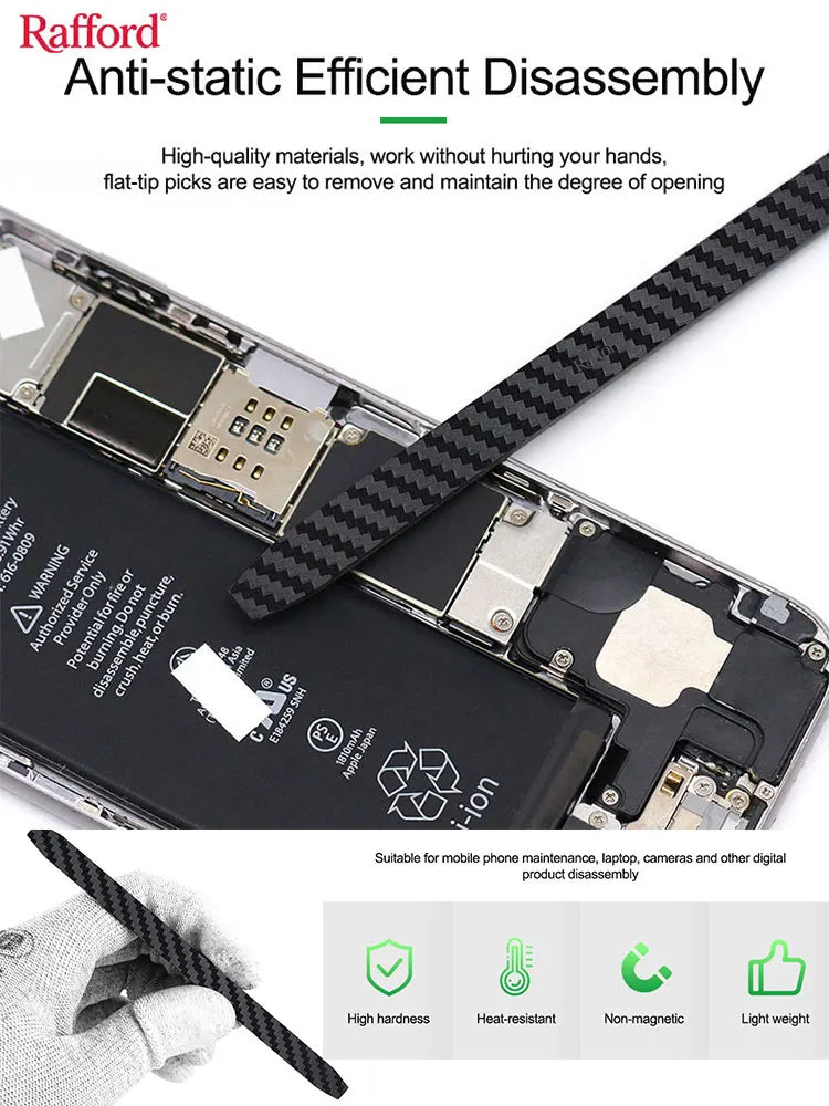 Rafford Anti-static Carbon Fiber Non-magnetic Disassembly Crowbar for Mobile Phone Repair Disassembly Crowbar Repair Tools