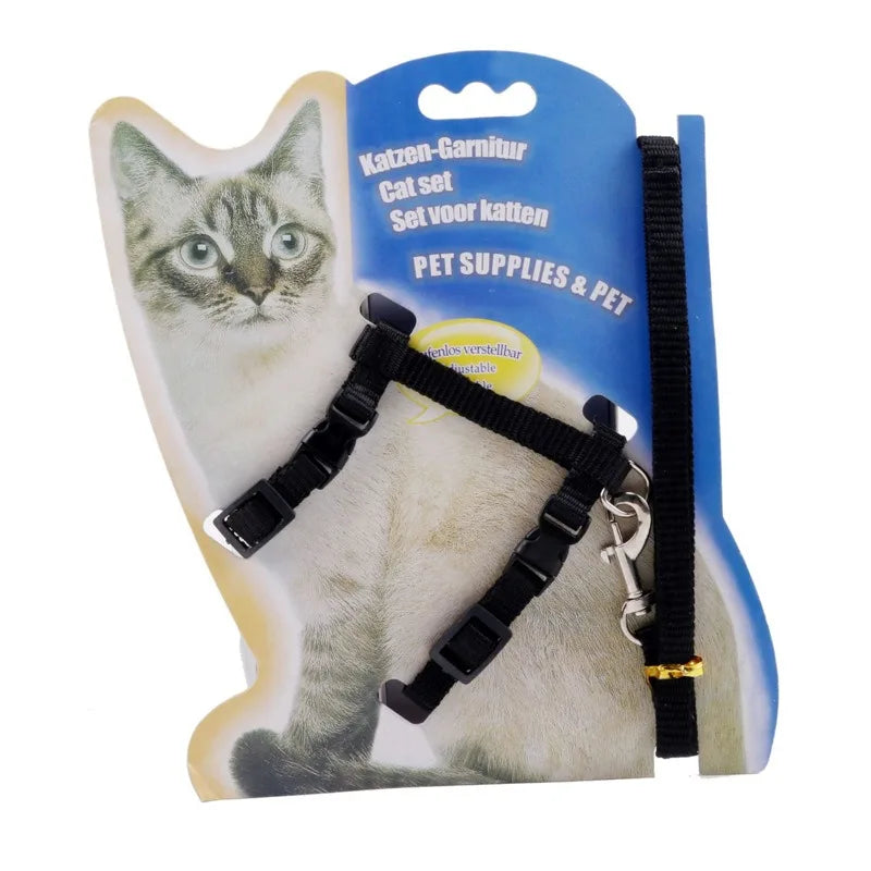 Cat Harness and Leash Adjustable Halter Harness with Nylon Strap, Safety Rope Leads for Kittens Comfortable Escape-Proof Design