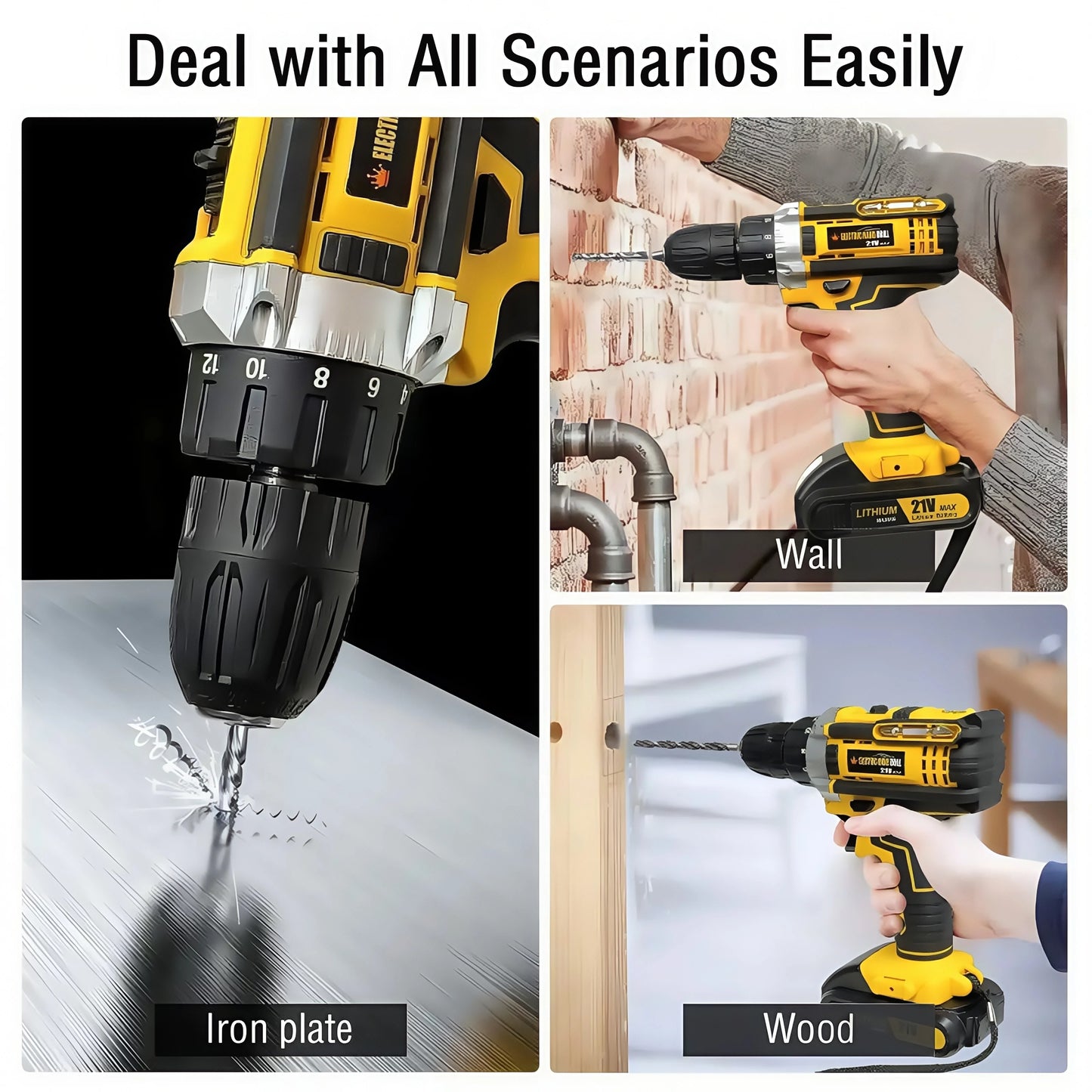 Lithium battery-powered screwdriver, electric screwdriver, electric hand drill, electric impact drill, combo set, home DIY kit