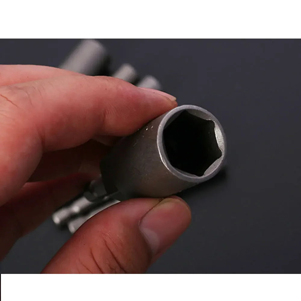10/15Pcs Length Deepen Impact Socket Adapter 5.5-19mm Power Nut Driver Socket Set 1/4-inch Screwdriver Key Head Hand Tool Set