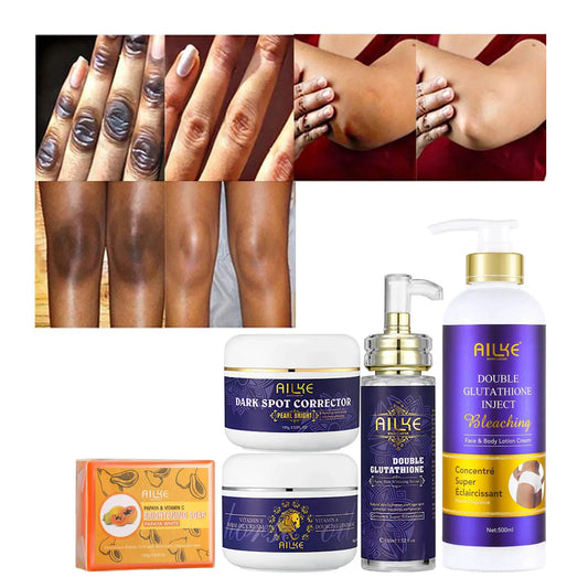 AILKE Glutathione 5-in-1 Women Skin Care Kit, With Body Lotion,  Serum, Dark Spot Removal Cream, Body Cream, Brightening Soap