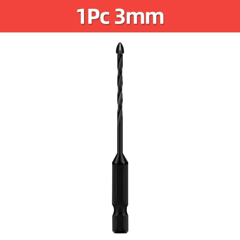 3 4 5 6 8 10 12mm Cross Hex Tile Drill Bit For Glass Concrete Ceramic Tile Hole Opener Tunsten Carbide Hard Alloy Bits Set Tools