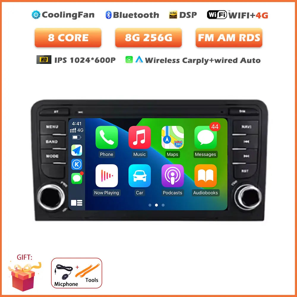 Car Stereo with Apple CarPlay & Android Auto, Compatible with Audi A3 8P, RS3 Sportback & S3 8P