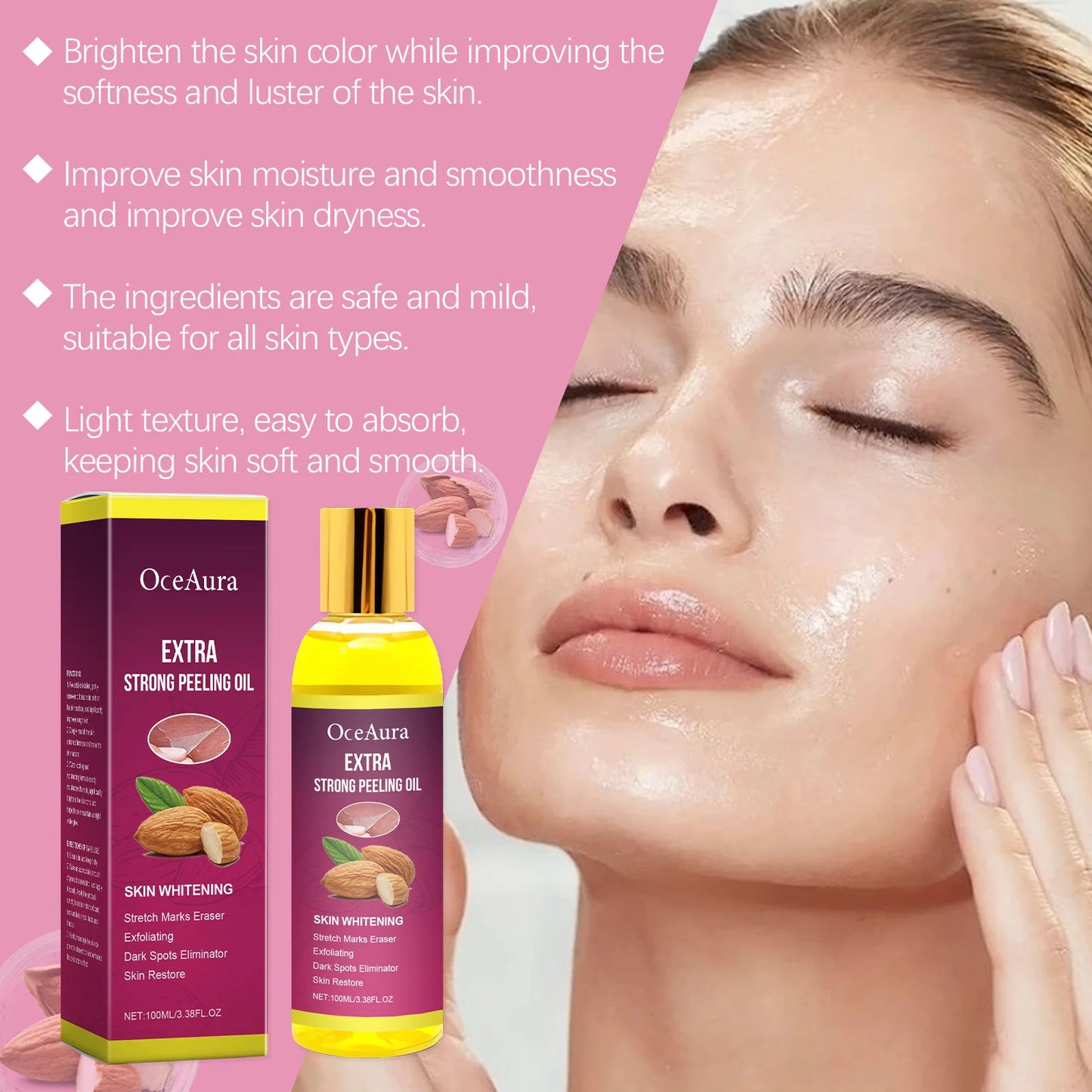 Body Exfoliating Oil, Cleansing & Nourishing Dry Skin Care, Polishing Treatment for Glowing Skin