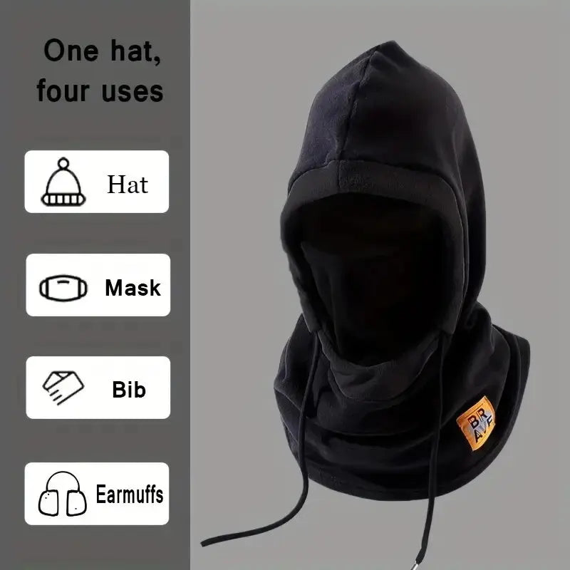 Unisex Knit Balaclava Hood - Drawstring Winter Riding Cap - photo 4