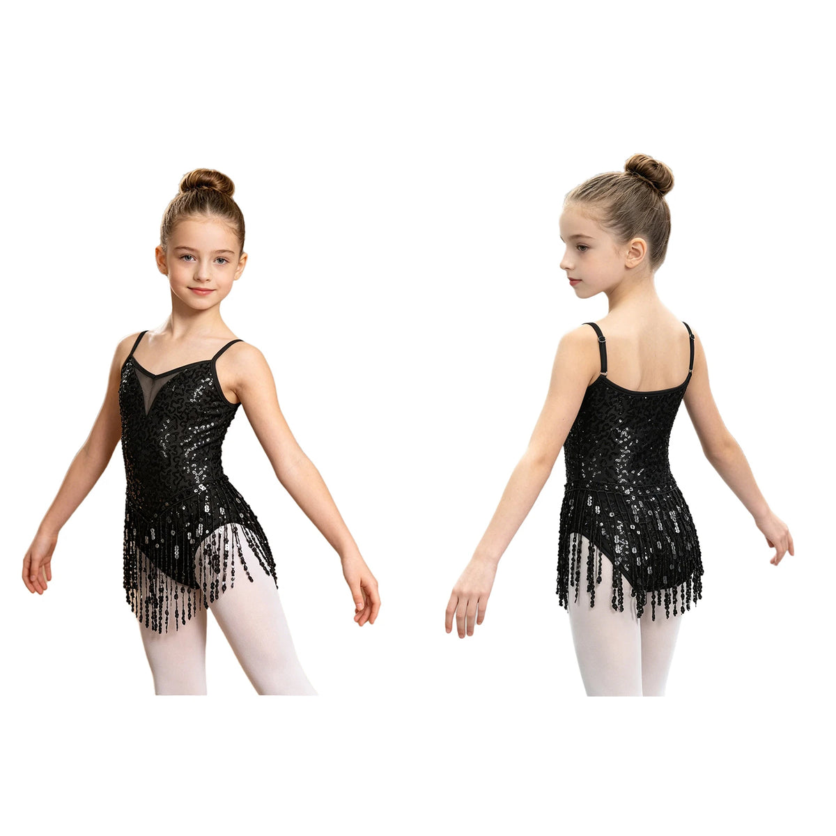 Girls sequin tassel jazz ballet dance dress
