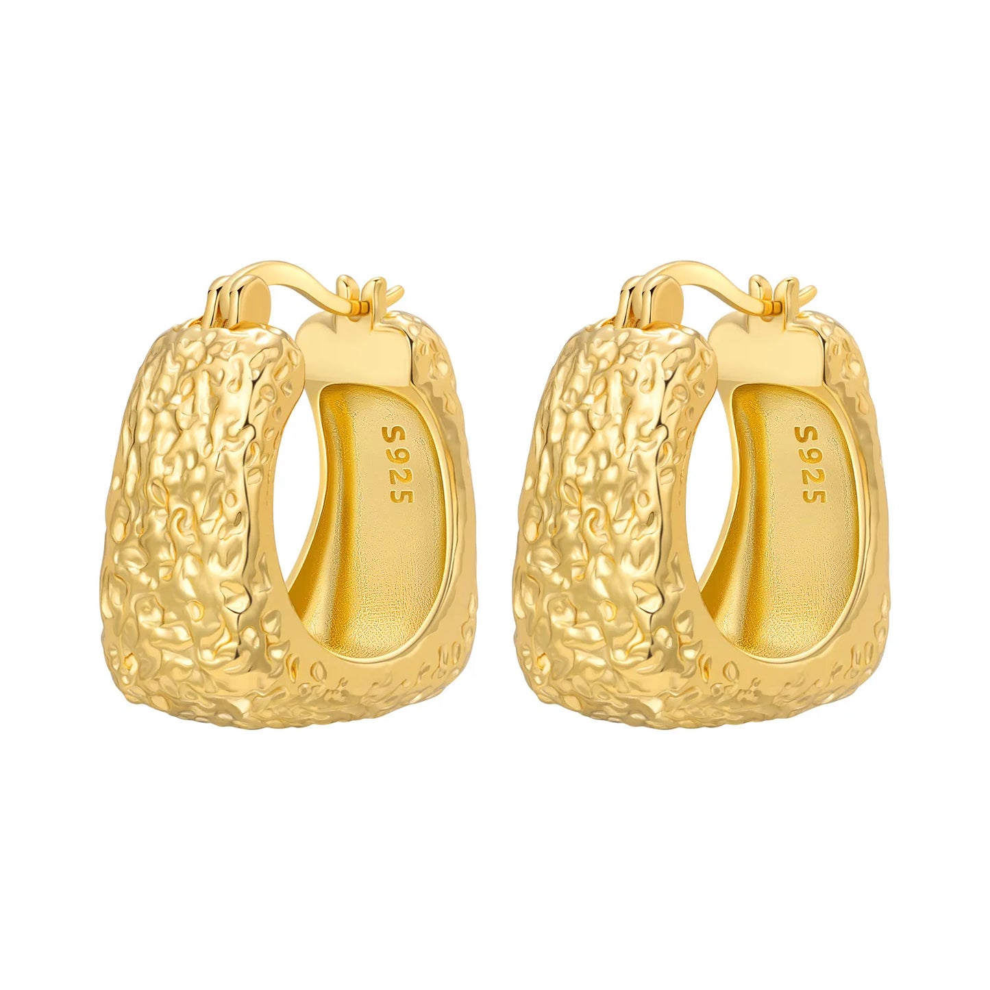 Original 2026 S925 Sterling Silver Zircon 18K Gold Lining Vintage Hoop Earrings for Women Birthday Party Wedding Gift Jewellery