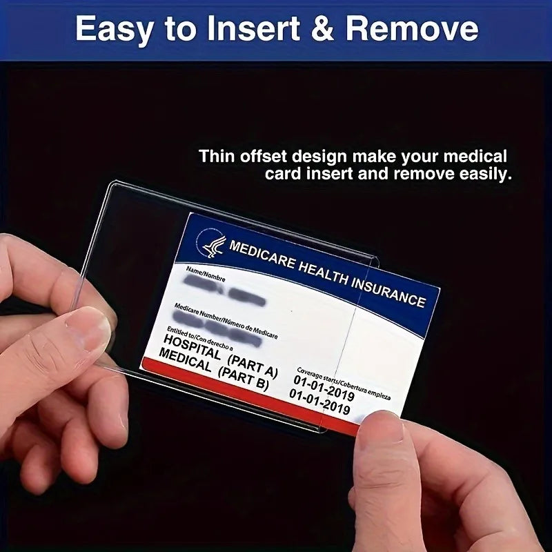 10PCS Soft Clear PVC Waterproof Card Protector Sleeves, Fits SSN, New Medicare, Business IDs & Credit Cards,easily identifiable