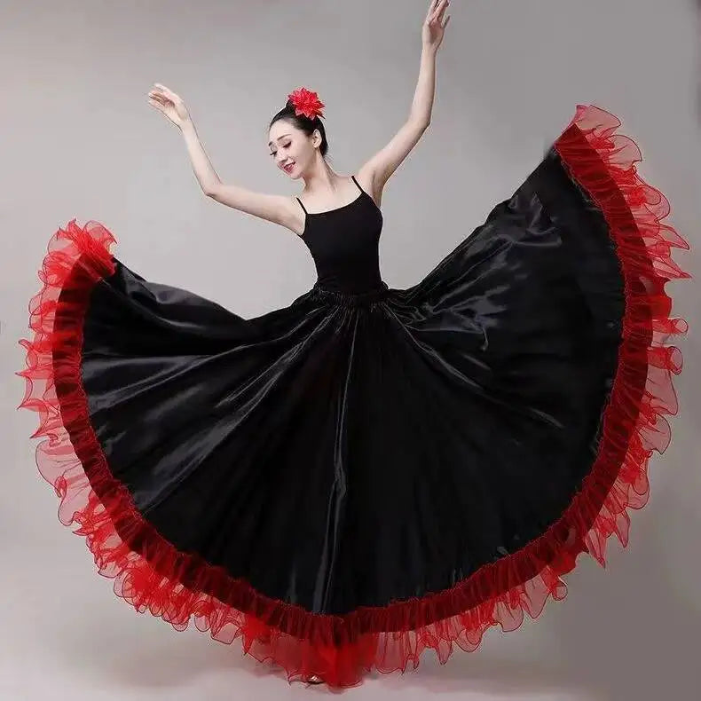 Women's satin big swing flamenco dress