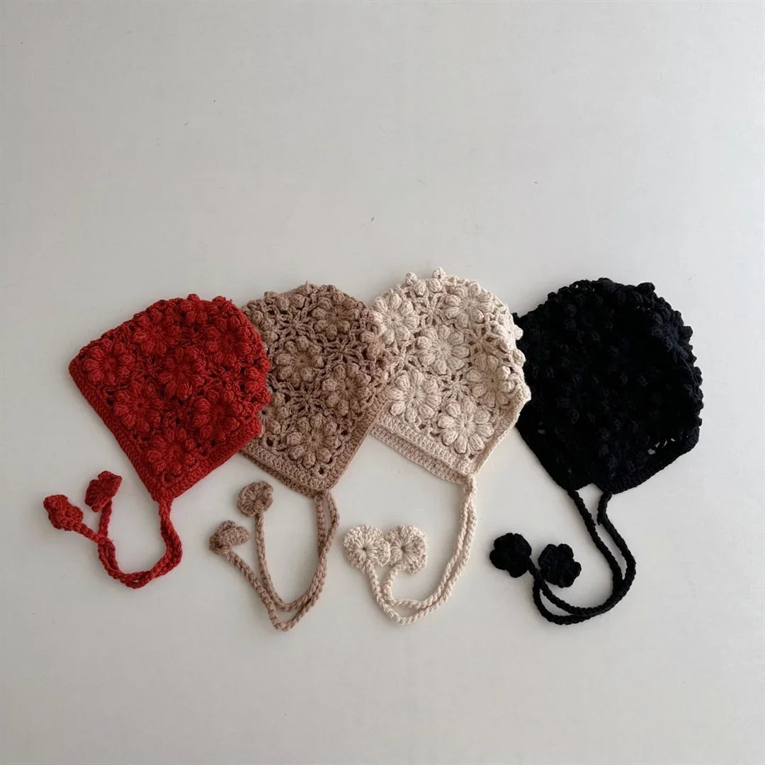Baby Crochet Ear Flap Beanie - Handmade Knit Hat for Girls - photo 4