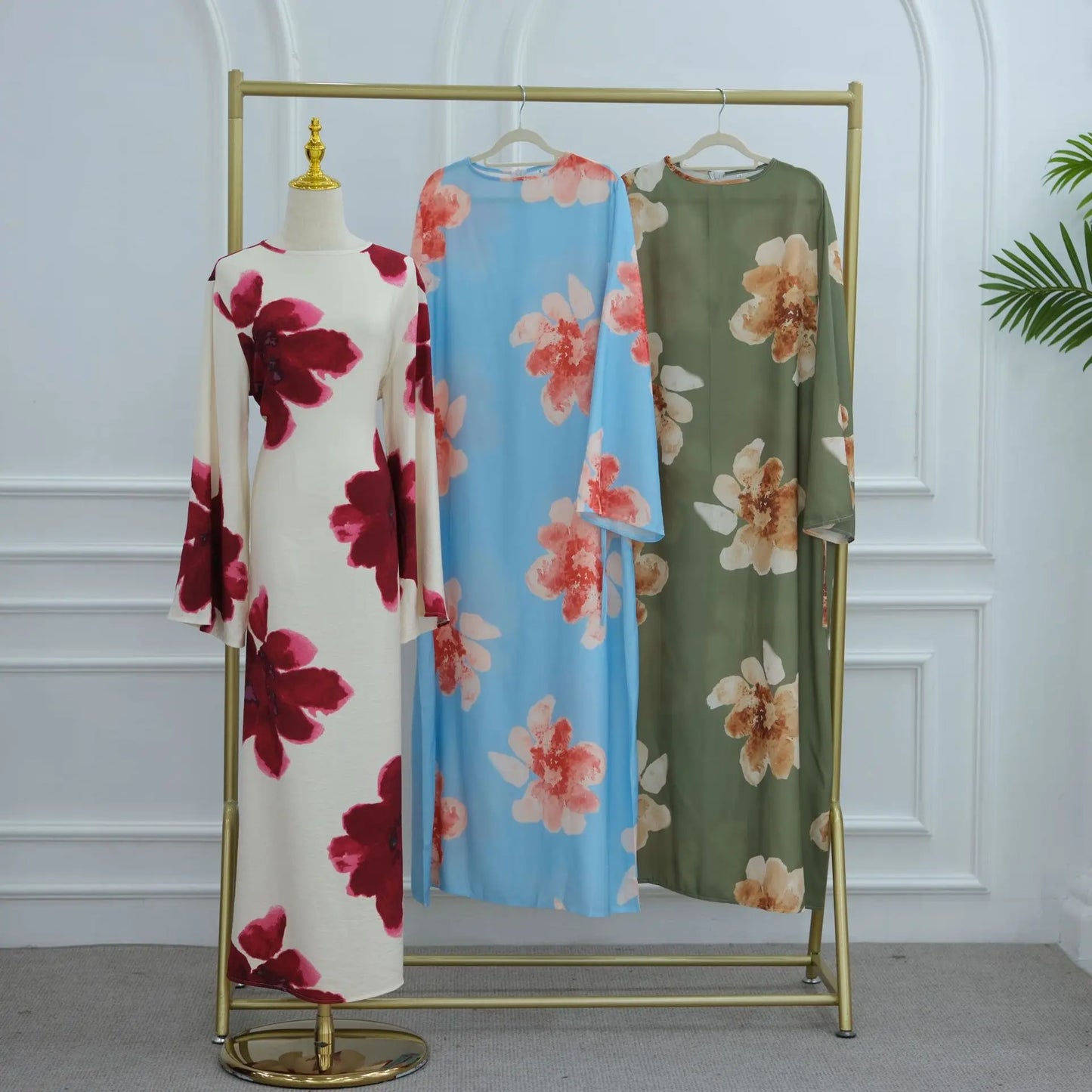 Women's Floral Print Abaya Party Dress – Muslim Kaftan Jalabiya