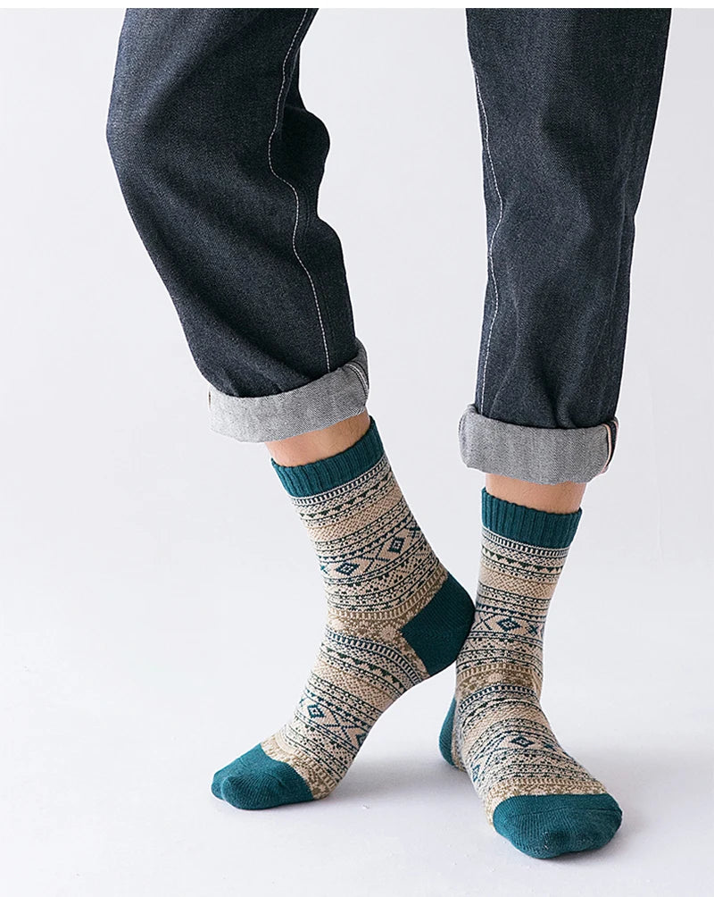 Men's Wool Blend Winter Socks, 5 Pairs