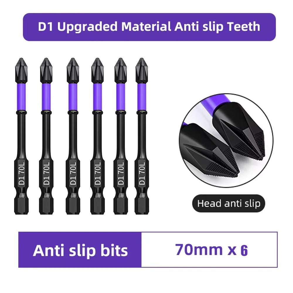 6PC Upgraded High Hardness And Strong Magnetic Bit 25/65/70/90/150mm Non-slip Cross High Hardness Electric Hand Drill Screw Set