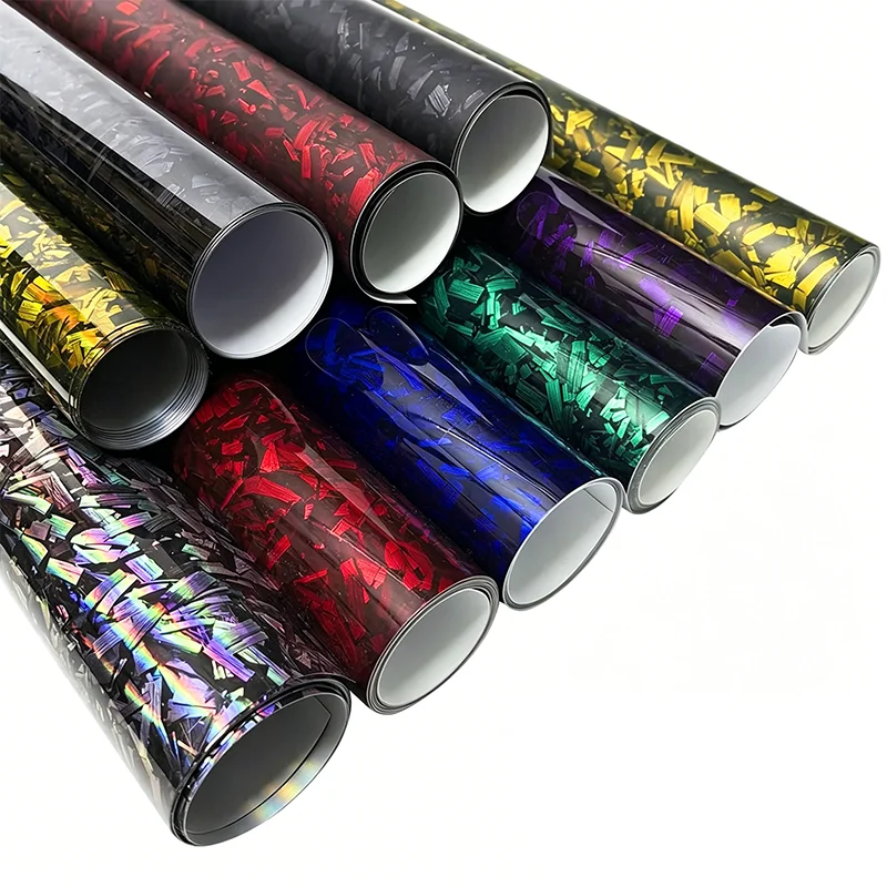 PET Forged Carbon Fiber Vinyl Wrap Film Self Adhesive Car Stickers Waterproof Auto Motorcycle Decoration Car Accessories