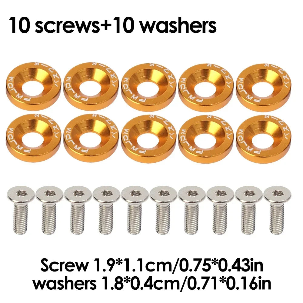 M6 Bolt Set JDM Fender Washers Bumper Engine Car Modification Gasket Screw Fender Aluminum Concave Screws Hex Fastener for Honda