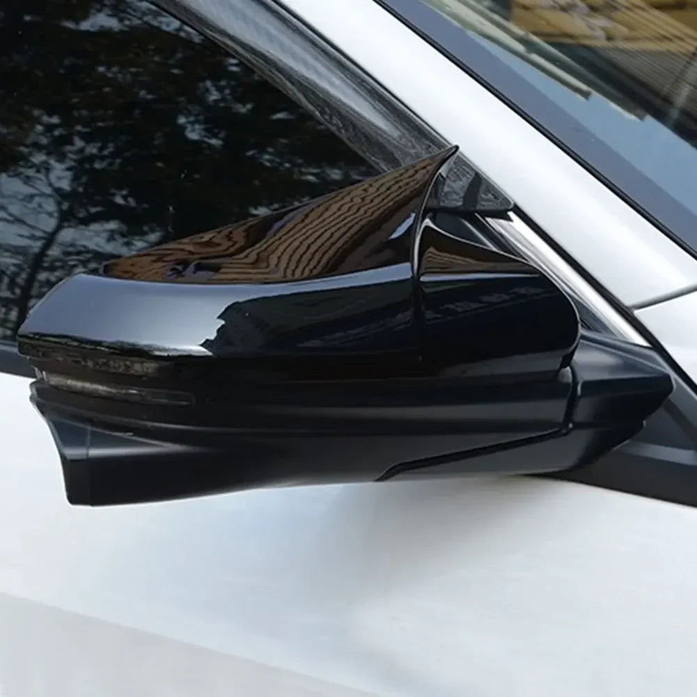For Honda Civic 10th 16-19 1Pair Ox Horn Shape Car Carbon Fiber Style Rear View Side Mirror Cover Rearview Caps Accessories